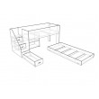 Low Loft bed with transverse lower bed - with easy climb steps!